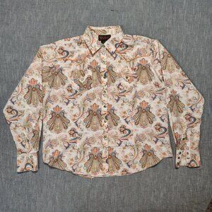 Ariat Shirt Womens Pearl Snap Western Paisley Long Sleeve Large